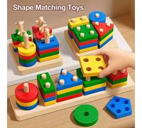 1 set di giocattoli da impilare con blocchi colorati - puzzle di colori e forme, incluse forme geometriche, che possono sviluppare le abilità motorie fini e il riconoscimento dei colori, giochi intera