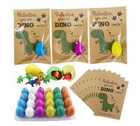 1 set di giocattoli di dinosauro, uova di dinosauro 24ps che schizzano le uova con carte e borse, crescere in acqua crack con colore assortito, drago per ragazzi ragazze pasquali per la festa dei