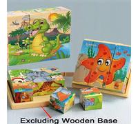 1 set di giocattoli di puzzle in legno a sei lati per neonati e bambini piccoli, giochi interattivi a tema mondo marino, animali della foresta e dinosauri, giocattoli educativi per coltivare la concen
