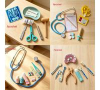 1 Set di giocattoli medici simulati per bambini con stetoscopio, termometro e accessori completi, kit medico per giochi di ruolo e finzione per bambini e bambine, gioco educativo di simulazione del me