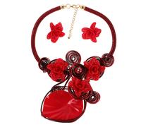 1 set di gioielli africani, collana con bavaglino a forma di fiore massiccio e