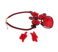 1 set di gioielli africani, collana con bavaglino a forma di fiore massiccio e