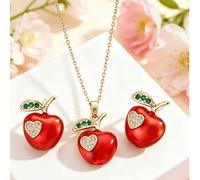 1 Set di Gioielli Collana e Orecchini con Pendente a Forma di Mela in Acciaio Inossidabile, Design Elegante e Versatile, Adatto per Vita Quotidiana/Festa/Festività/Compleanno/Festa della Mamma/Concert