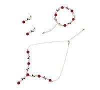 1 set di gioielli con rose set per donne eleganti orecchini di collana di bracciale rosa rosa impostati per feste di matrimoni e occasioni speciali in costume con design vintage con design vintage