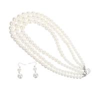 1 set di gioielli in perle finte, collana girocollo multistrato con orecchini