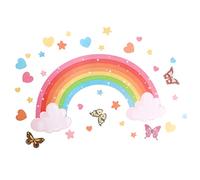 1 set di grandi adesivi da parete arcobaleno con farfalle, stelle, cuori, arcobaleno, carta da parati colorata, stelle e nuvole, decalcomanie per bambini, rimovibile, decorazione artistica per