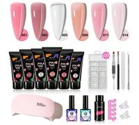1 Set di kit all-in-one di gel per unghie di estensione in poliuretano con colla per costruttori, lampada UV per unghie, spazzolina per unghie, soluzione di scivolamento e forme per unghie - Kit per u
