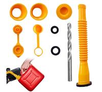 1 set di kit di beccuccio di ricambio per tanica di benzina da 7,9 pollici con anelli di tenuta, tappo del beccuccio, guarnizione di tenuta, tappo, tappo di sfiato, trapano, kit ugello flessibile gial