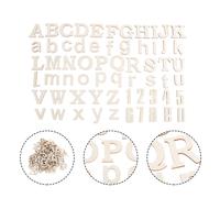 1 set di lettere inglesi creative, numeri di trucioli di legno, fette di legno