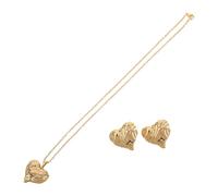 1 set di lussuosi orecchini a cuore geometrico e collana set di gioielli in acciaio inossidabile per feste di matrimoni e indossare quotidianamente un unico giorno di San Valentino per le donne