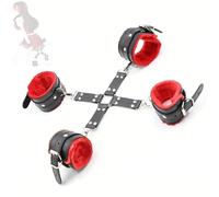 1 set di manette in pelle imbottite e regolabili nere, accessori per feste