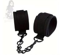 1 set di manette nere in nylon con catena metallica per giochi di ruolo