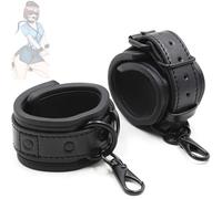 1 set di manette nere regolabili in pelle PU per giochi di prestigio