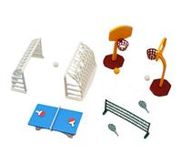 1 set di mini canestro da basket per casa delle bambole, mini canestro da basket in plastica, statuette sportive in miniatura, attrezzatura sportiva per casa delle bambole