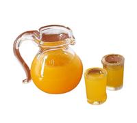 1 set di miniature per casa delle bambole, accessori da cucina per casa delle bambole in scala 1:12, set di bevande al succo d'arancia, brocca con 2 bicchieri in vetro, kit di ornamenti per model