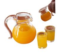 1 set di miniature per case delle bambole, accessori da cucina per case delle bambole 1:12 Set di bevande per succo d'arancia, brocca con 2 pezzi di kit di tazze di vetro Ornamenti per modelli di suc