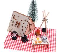 1 set di miniature per la casa delle bambole comprende una tenda da bambole, albero di Natale in miniatura, mini cibo, falò giocattolo, luci della casa delle e altro ancora per l'arredamento