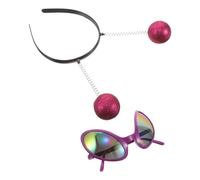 1 set di occhiali e fascia per capelli marziani per Halloween, copricapo e