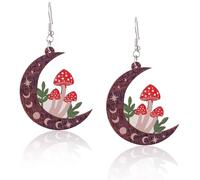 1 Set di Orecchini Pasquali, Orecchini di Legno Colorati Funghi Coniglio Cesto di Fiori Luna Coniglietto Felice Orecchini di Pasqua Pendenti Graziosi Orecchini di Pasqua per le Donne Festa