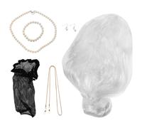 1 set di parrucca da vecchia signora per donne, con chignon grigio, parrucca da