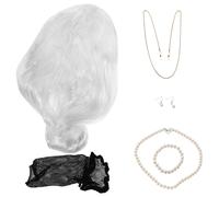 1 set di parrucca da vecchia signora per donne con chignon grigio per cosplay