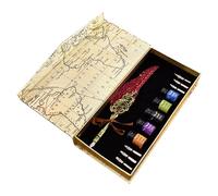 1 Set di penna d'oca e inchiostro, scatola delle mappe con 5 inchiostri, 6 punte e portapenne, accessori per la calligrafia, set di penne stilografiche, regalo classico ed elegante per principianti