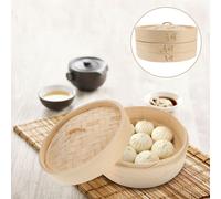 1 set di piroscafo a vapore alimentari di bambù coperto di cestino a vapore in