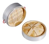 1 set di piroscafo in bambù con doppia maniglia, piroscafo per panini da