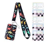 1 Set di Porta Carte Dinosauro, 10 Carte d'Identità, Porta Carte di Lavoro e di Credito, Porta Badge