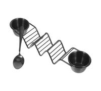 1 set di porta tacos con tazze per salsa e cucchiaio in acciaio inox, supporto