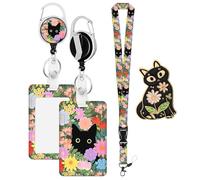 1 Set Di Portacarte Con Cordino Retrattile E 1 Badge Per Gatti, Portacarte Per Gatti Dei Cartoni Animati, Portacarte Carino, Portacarte Da Donna, Portacarte Creativo