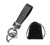 1 set di portachiavi per auto in pelle di fibra per uomo con fibbia a ferro di cavallo e 2 anelli in tinta unita e 1 custodia nera, adatto come regalo per festa del papà e compleanno, Nero ,