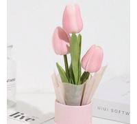 1 Set di profumo di Tulipani Artificiali Incluso Secchiello di Plastica, Carta da Imballaggio e 3 Tulipani, Nuovo Mini Secchiello che Abbraccia i Tulipani, Scatola Piccola per Fiori, Adatto Come Regal