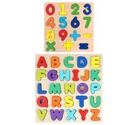 1 set di puzzle con lettere maiuscole, 1 set di puzzle con numeri, puzzle di riconoscimento di lettere per bambini, giocattoli educativi, puzzle a pannelli, giocattoli educativi