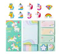 1 Set Di Quaderni Con Cavalli Arcobaleno E 10 Pezzi Di Gomme Da Cancellare Con Cavalli Arcobaleno, Mini Gomme, Quaderni Creativi Di Cartoni Animati, Materiale Scolastico