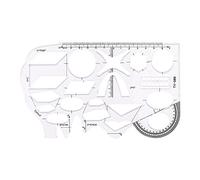 1 set di righelli di misurazione per disegno geometrico, ingegneria, disegno, costruzione, forniture per ufficio, righello multifunzionale 19,2 x 11,5 cm con goniometro per disegno