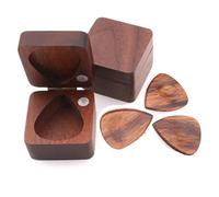 1 set di scatole for plettri for chitarra in legno massello, organizer for custodia in noce nera for chitarrista musicista Scatola Per Plettri Per Chitarra (Color : With 3 picks)