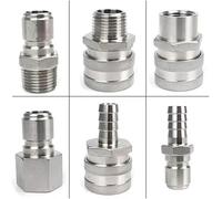 1 set di scollegamento rapido SS304 - Raccordo a sfera per birra domestica, barb da 1/2" e connettore rapido NPT da 1,27 cm (maschio Barb)