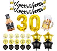 1 Set Di Set Per Il 30° Compleanno, 4 Pezzi Di Palloncini Con Stella A Cinque Punte, Decorazione Per Il 30° Compleanno, Striscione Per Tifo Per La Birra, Decorazione Per Festa Di Compleanno