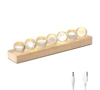 1 set di sistemi solari Planet 3D sfera di cristallo luce notturna per pianeti spaziali, decorazione di cristallo, luce notturna a LED con base in legno, sette pianeti, decorazione per festival