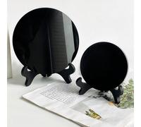 1 Set di Specchio Divinatorio in Ossidiana Cristallina, Specchio Feng Shui Circolare con Supporto, Adatto per Divinazione, Meditazione, Guarigione, Specchio Feng Shui 8 cm,15 cm,5 centimetri,12 cmOssi