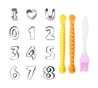 1 set di stampi da forno digitali 9 pezzi, 1 set di stampi da taglio "I love you", 2 pezzi, pennello per olio, formine per biscotti, set in acciaio inox