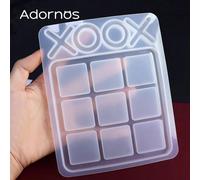 1 Set di stampi in silicone per Tris (Tic Tac Toe) per riempimento in resina epossidica, stampi per gioco da tavolo X O, per lavorazioni fai-da-te, decorazioni per feste, artigianato e regali ABS