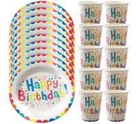 1 set di stoviglie per feste di compleanno in carta usa e getta.