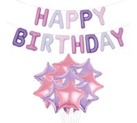 1 set di striscioni per palloncini Happy Birthday, 10 palloncini a stella, palloncini a forma di lettere, decorazioni per feste di compleanno, palloncini da parete