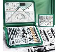 1 Set di strumenti da disegno di alta qualità, include compasso in acciaio inossidabile, strumenti geometrici di precisione e strumenti CAD, set combo multifunzionale. Adatto per l'insegnamento e lo s