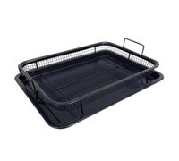 1 Set Di Teglia E Padella In Acciaio Inossidabile Con Rivestimento Antiaderente Nero, Cestello For Frittura, Teglia E Rete Da Forno(Black)