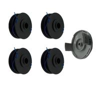 1 set di testine per decespugliatore Ryobi - Bobina RAC123 (4 pezzi) e copertura RAC122 (1 pezzo) compatibile con Ryobi, ABS, 7,9 x 7,9 cm