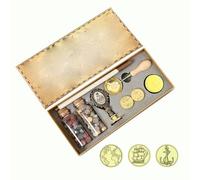 1 set di timbri per ceralacca, include manico, perline, cucchiaio per sigillare con manico in legno, piccola ceralacca rotonda, testa del timbro, adatto per inviti di nozze, buste, biglietti di c