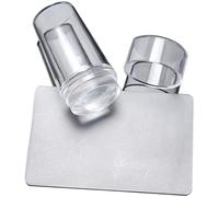 1 set di timbri per nail art fai da te, in silicone, con testa in silicone trasparente, per stampe artistiche e stampaggio, raschietto per manicure, pratico e professionale